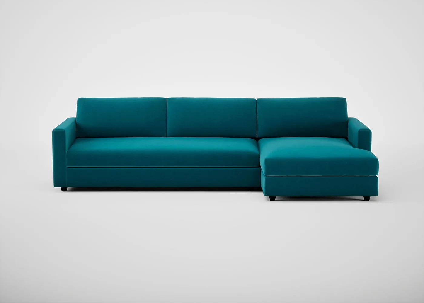 Heal's Nimbus 4 Seater Right Hand Corner Chaise Velvet Teal Black Feet 1
