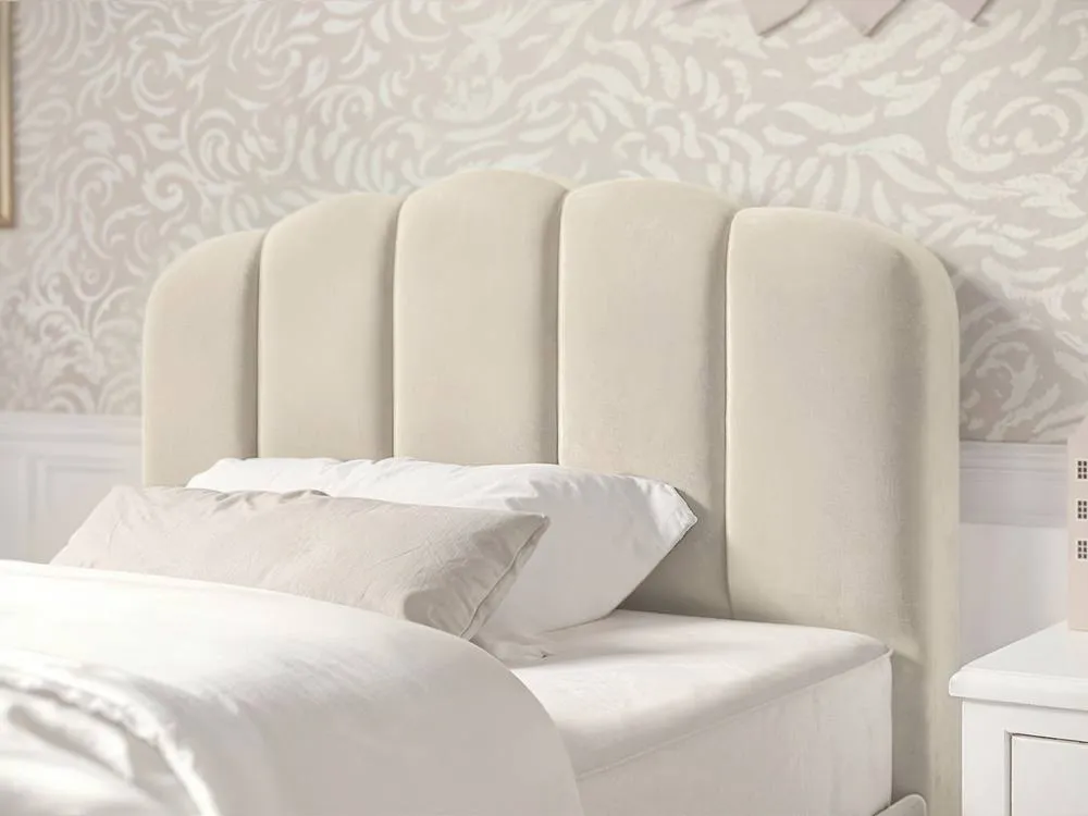 Flair Scallop Velvet Bed Frame Beige 2