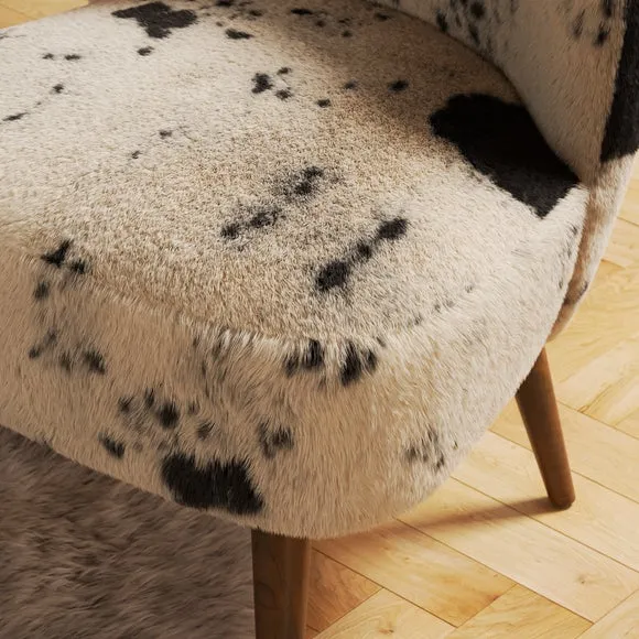 Elsie Cow Print Faux Fur Cocktail Chair 4