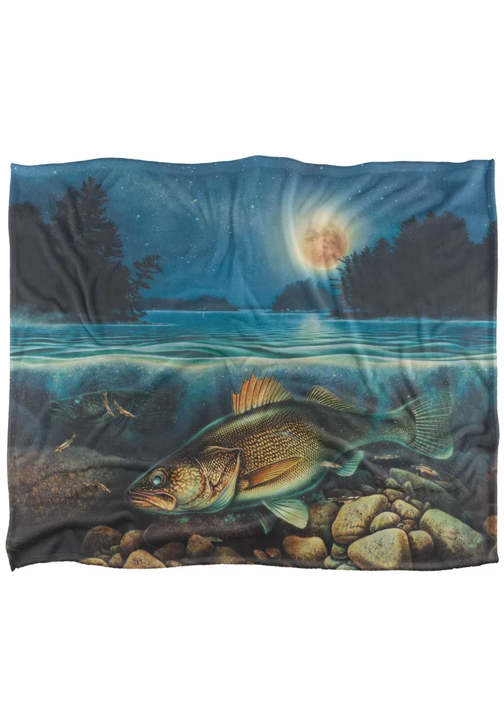 JQ Licensing Harvest Moon Walleye Fishing Silky Touch Super Soft Throw Blanket 152 X 127 cm in White