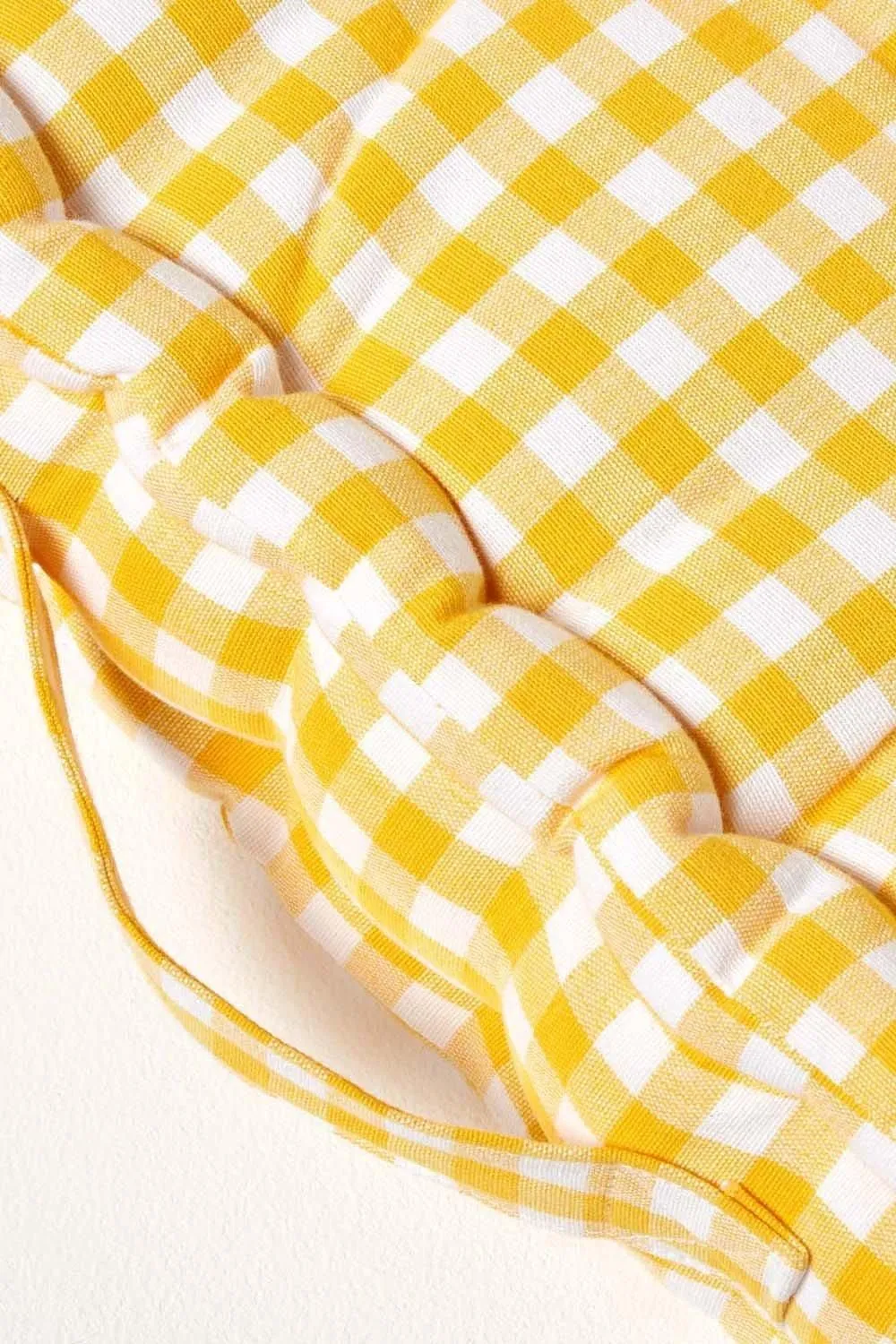 Homescapes Cotton Gingham Check Floor Cushion in Yellow 4