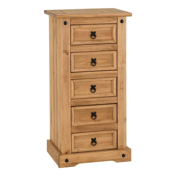 Corona Tall 5 Drawer Chest, Pine 2