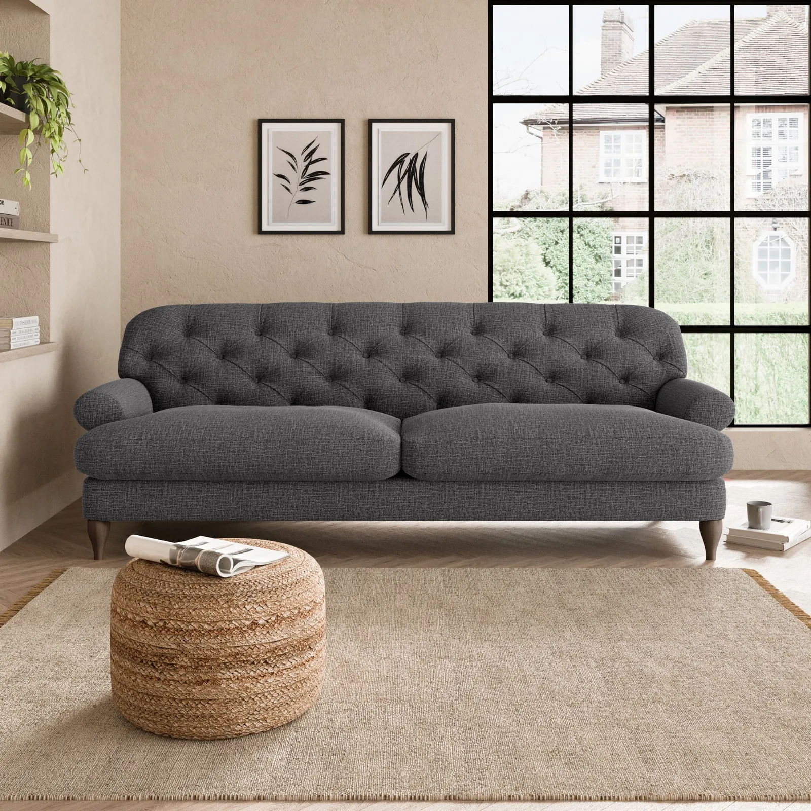 Canterbury Textured Weave 4 Seater Sofa Grey