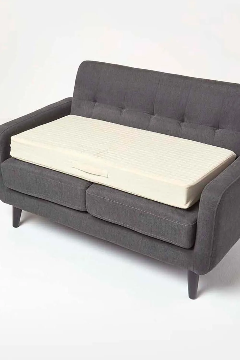 Homescapes Cotton Orthopaedic Foam 2 Seater Booster Cushion in Cream 1