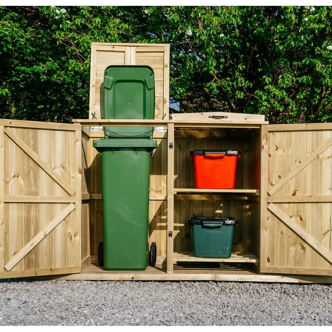 Buttercup Farm Chatburn Bin Store, Fits 1x 180L/240L Wheelie Bins & 2x Boxes in Brown