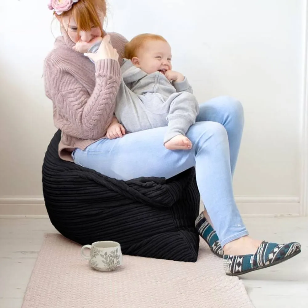 rucomfy Beanbags rucomfy Jumbo Cord Bean Bag Floor Cushion - Indoor Versatile Seat in Black
