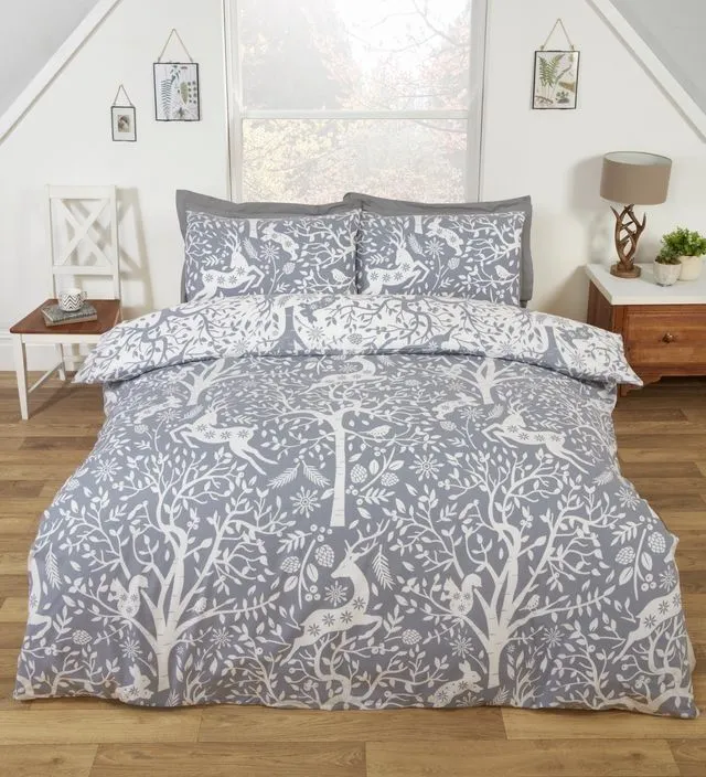 Rapport Home Tatton Polycotton Duvet Cover Set With Pillowcase in Grey