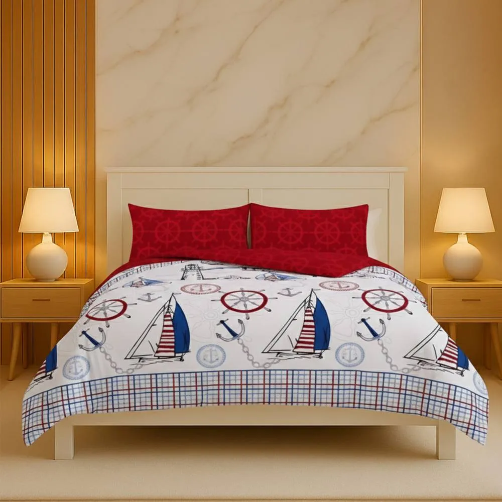 Snug City Pirate Duvet Cover Set Adventure Themed Bedding with Pillowcases in Red
