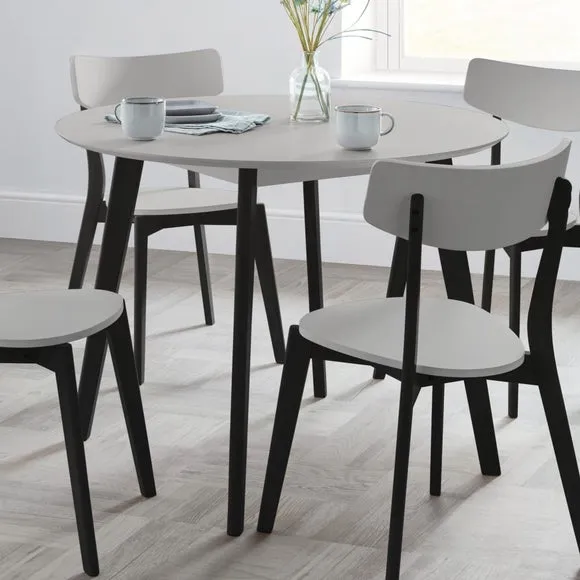 Casa 4 Seater Round Dining Table, Grey and Black