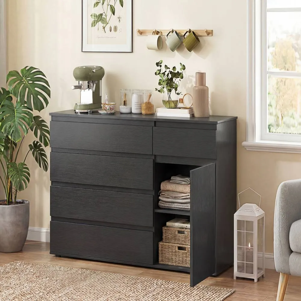 HOMCOM Chest Of Drawers, 5 Drawer Dresser with Soft-Close Cabinet, Black 2