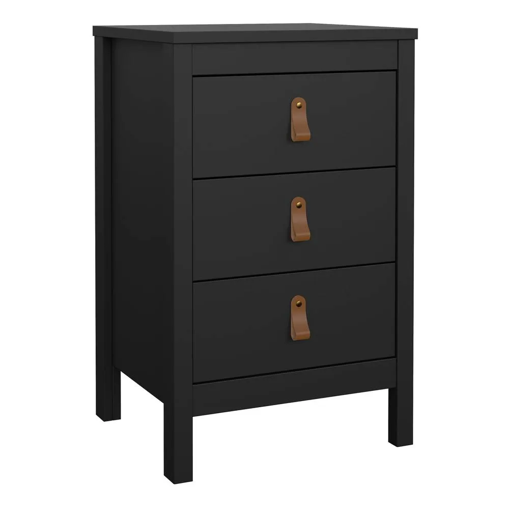 Furniture To Go Barcelona Bedside Table 3 Drawers in Matt Black