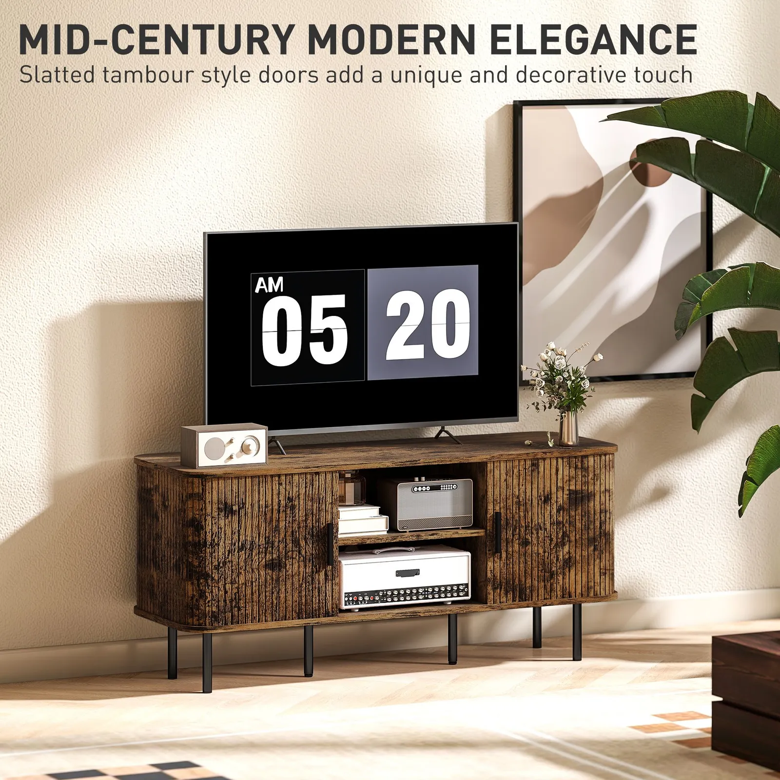 HOMCOM TV Unit for Living Room, TV Stand in Brown 4
