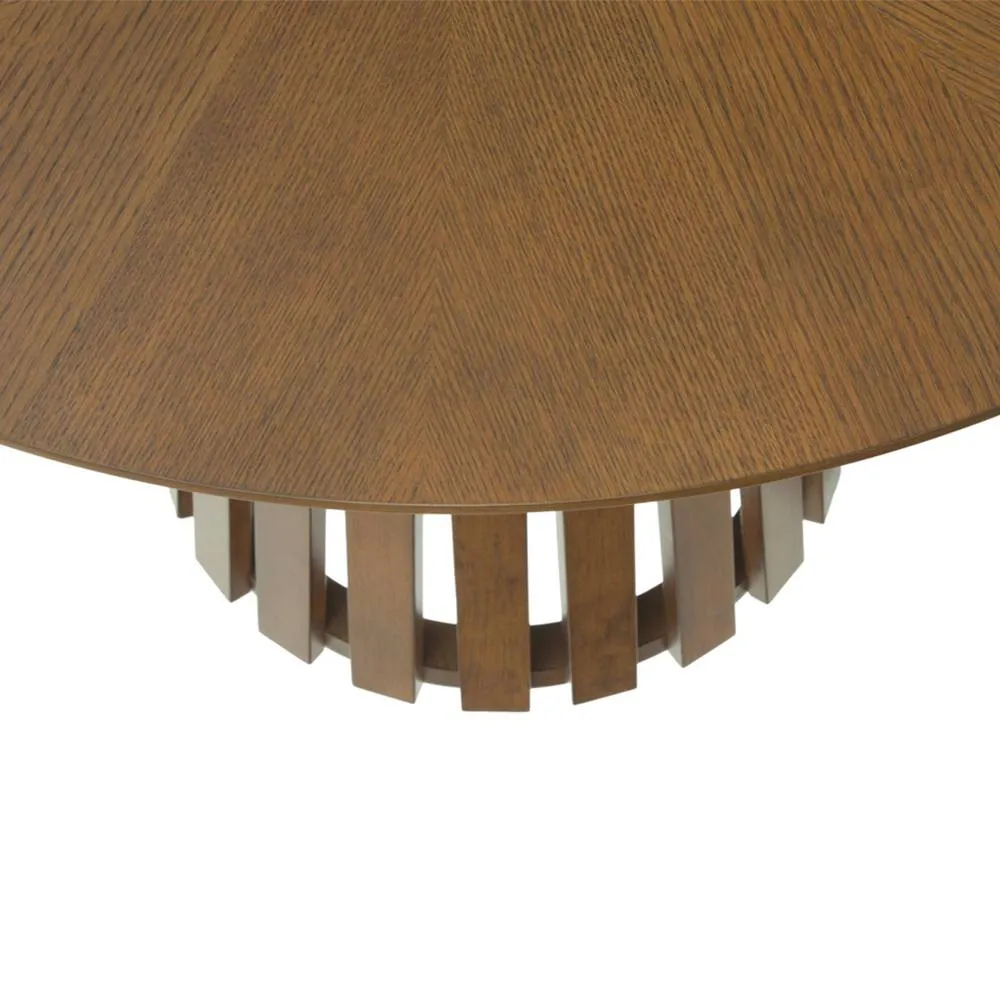 sweeek Round dining table rubberwood & oak veneer, seats 4 in Dark Brown 3