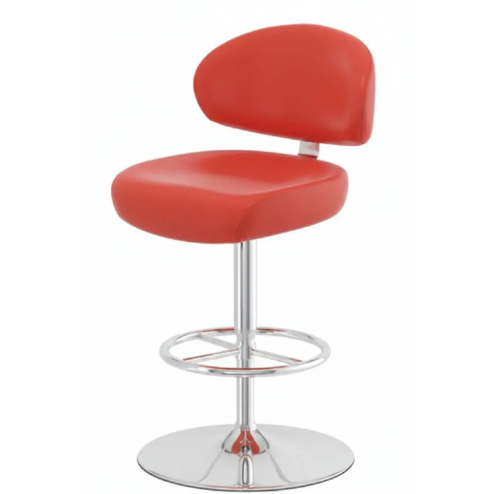 netfurniture Monarch Bar Stool Padded Faux Leather Adjustable Swivel Seat Red