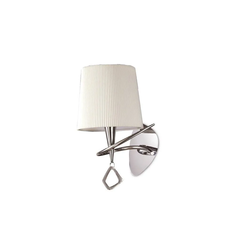 Netlighting Mara Wall Lamp Switched E14 Chrome Ivory White Shade in Grey