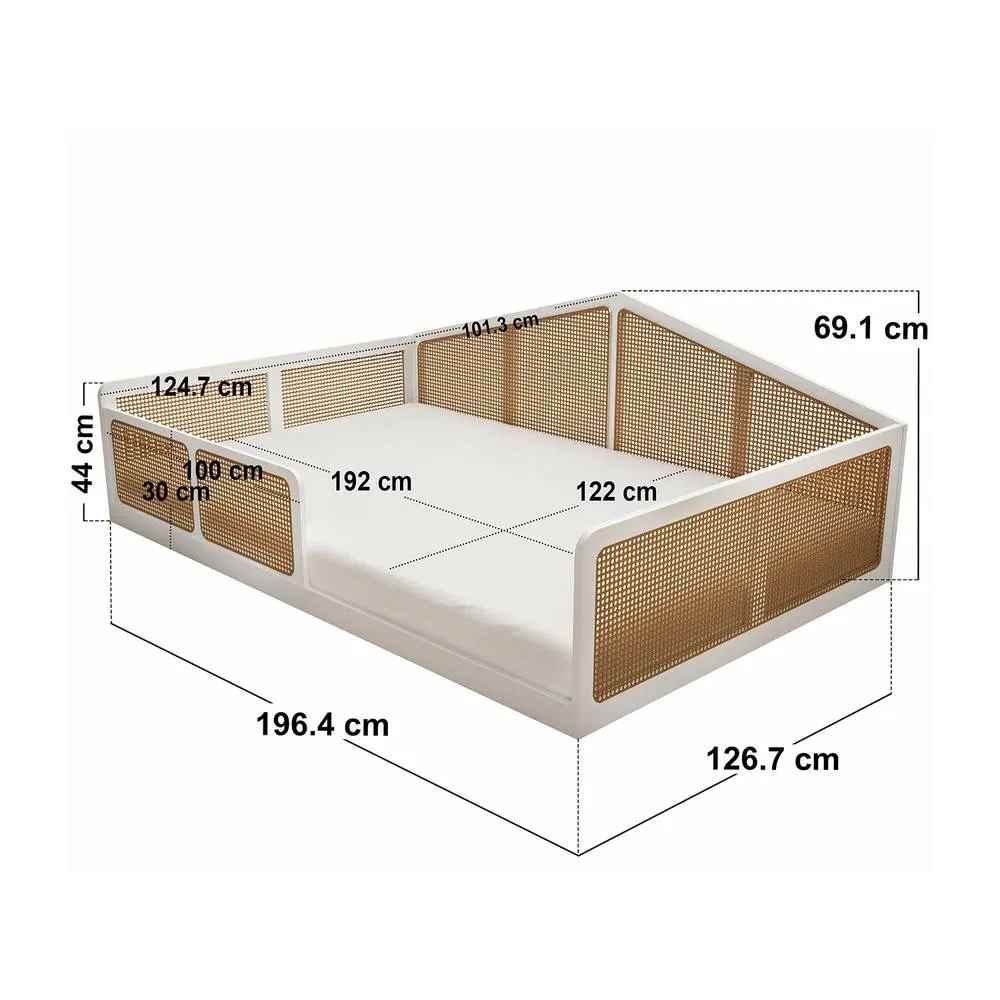 Flair Julian Small Double Montessori Bed with Rattan Panels in White 4