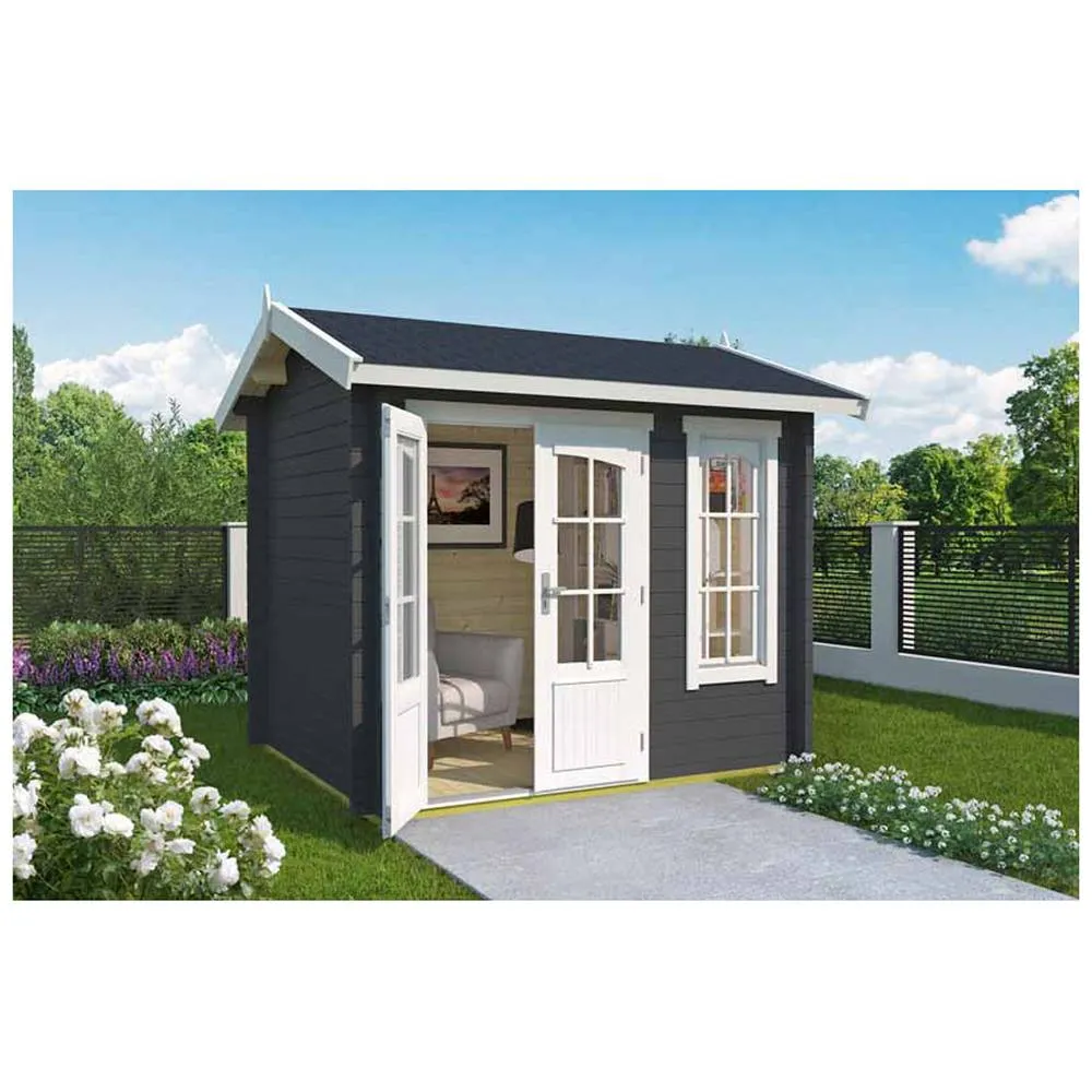 Lasita Maja Ltd Alex Mini-Log Cabin, Garden Room, Home Office - L290xW254.1xH245.1 cm in Light Grey 3