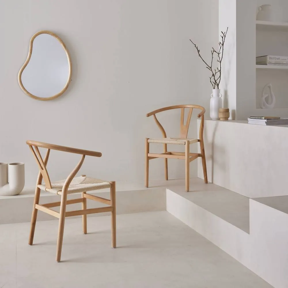 sweeek Pair of wooden chair with rope seat in Brown 3