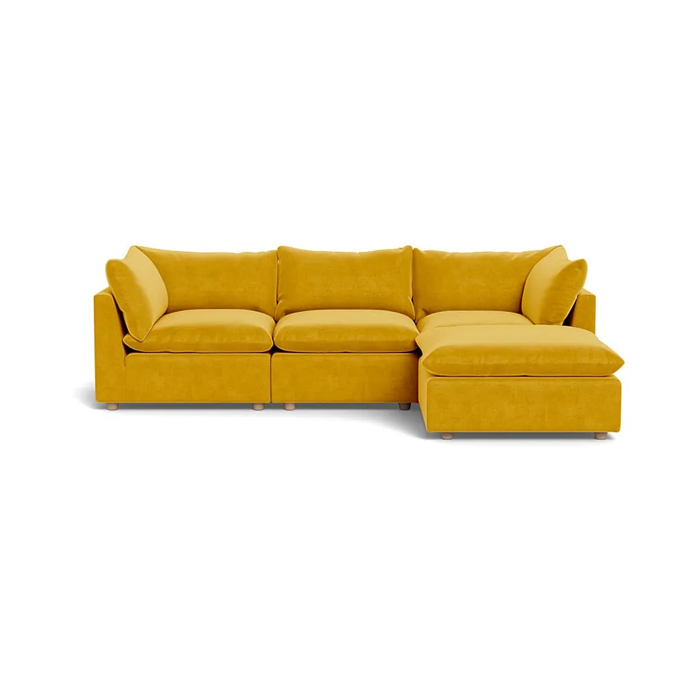 Heal's Astrid Right Hand Facing Corner Sofa Smart Luxe Velvet Canary Natural Beech Feet 1