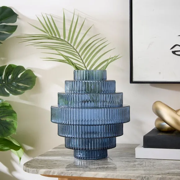 Ribbed Stepped Glass Vase 1
