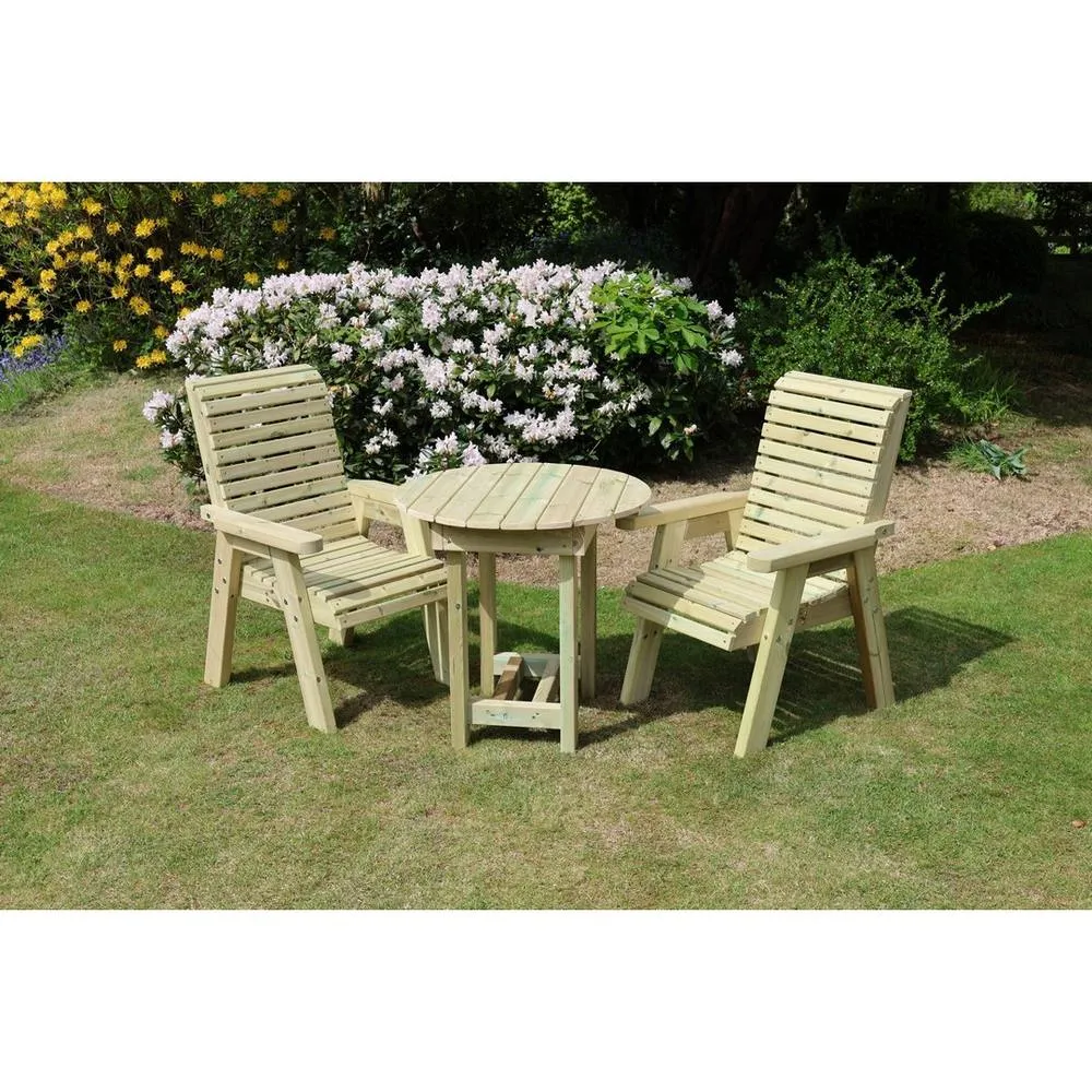 Churnet Valley Garden Furniture Ltd Ergo Bistro Set 2xC - 80cm Round Table - L80 x W200 x H103 cm in Brown