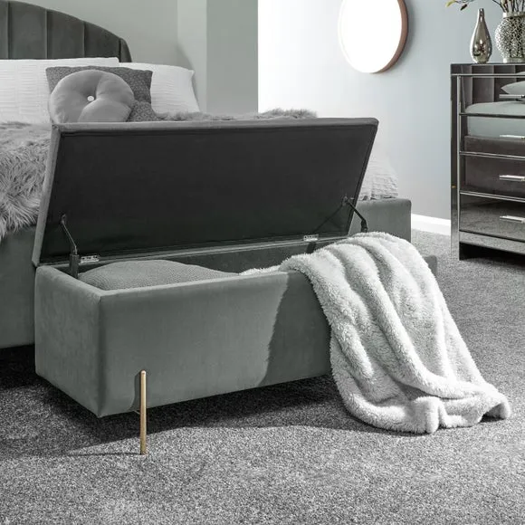 Mystica Velour Ottoman Storage Bench 3