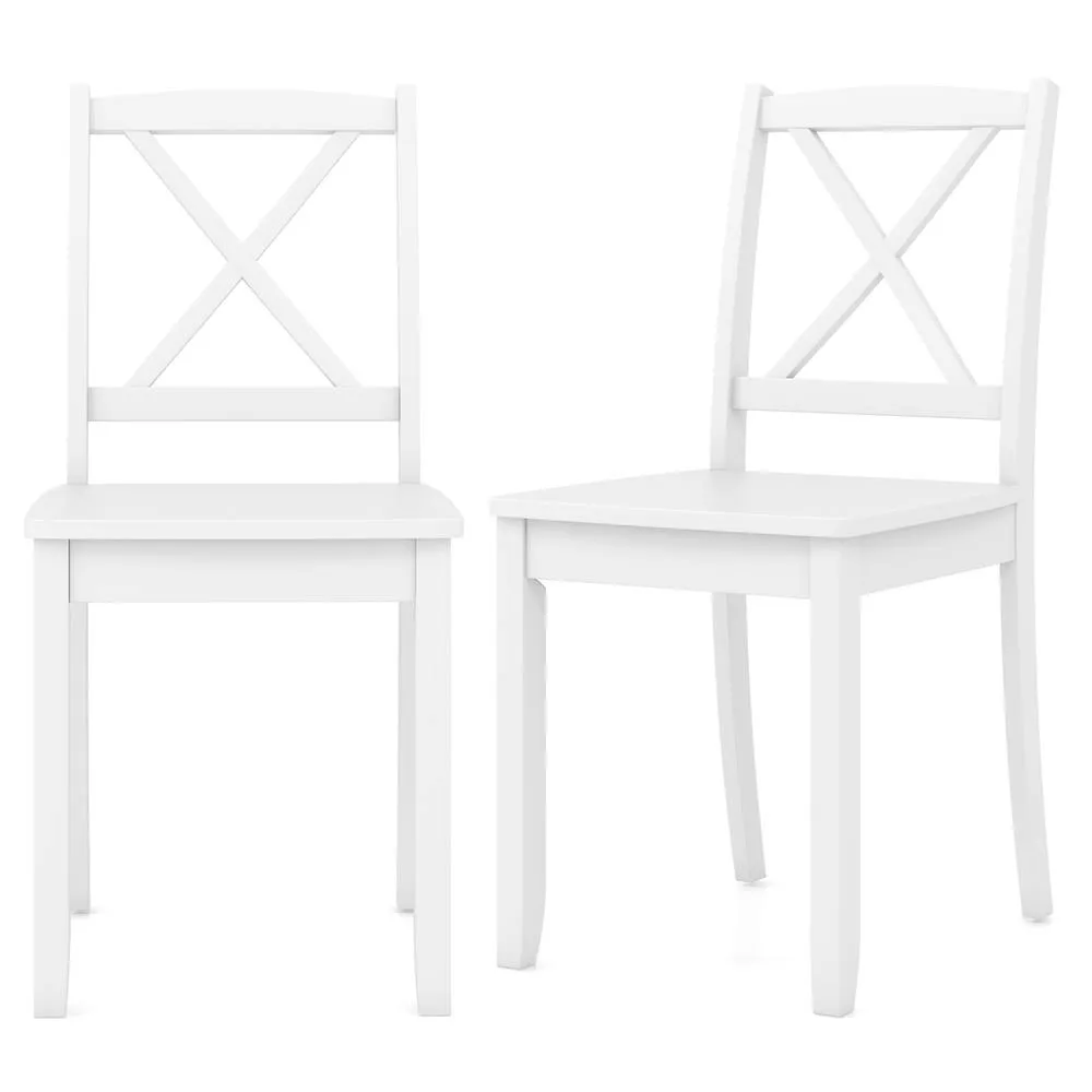 Costway 2PCS Dining Chair Kitchen Side Chairs Farmhouse Armless Dinette Chairs in White 2