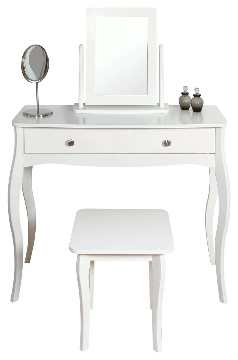 Amelie Dressing Table, Mirror and Stool - White