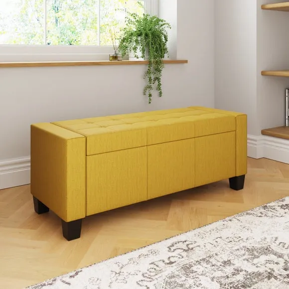 Verona Upholstered Ottoman Bench, Mustard 4