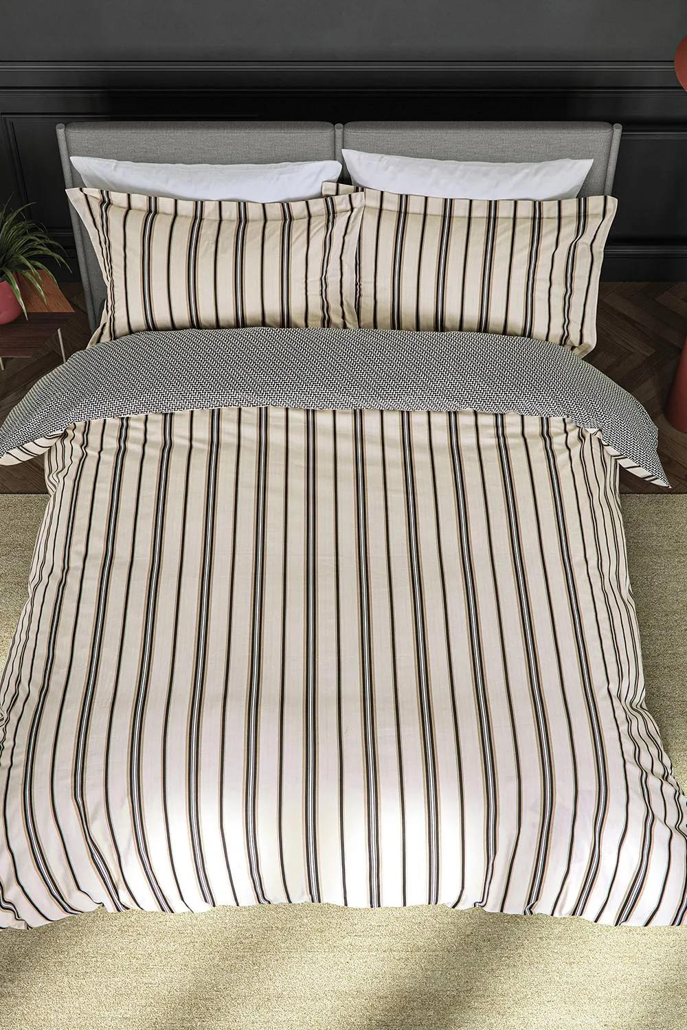 Ted Baker 'Chance Stripe' Cotton Duvet Cover Set in Natural 1