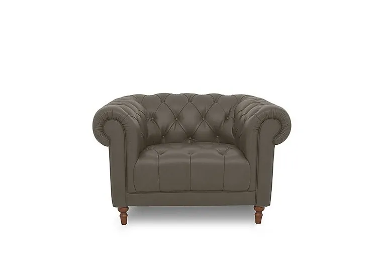 Columbus Leather Armchair with Wooden Feet