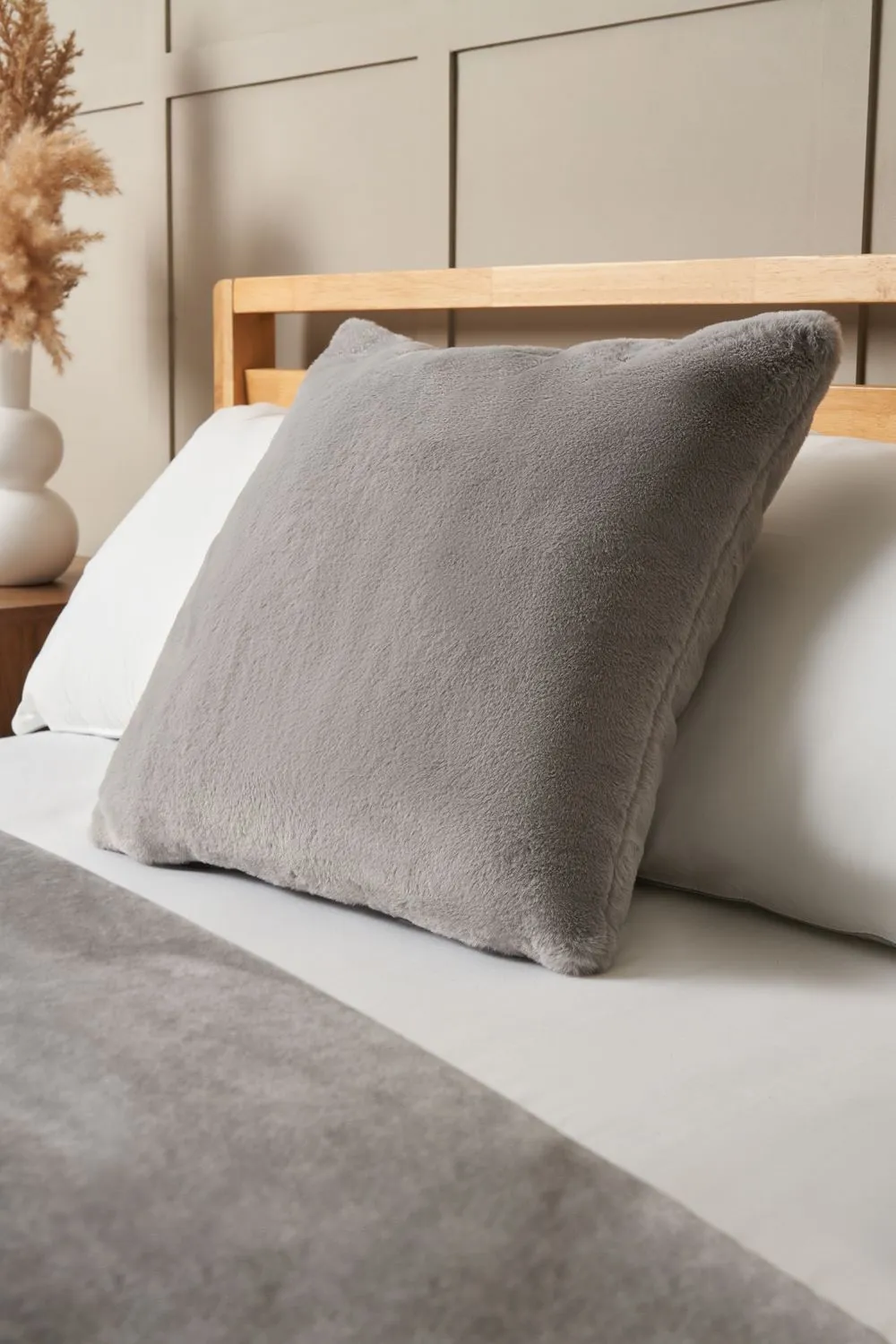 BHS Faux Fur Cushion in Grey