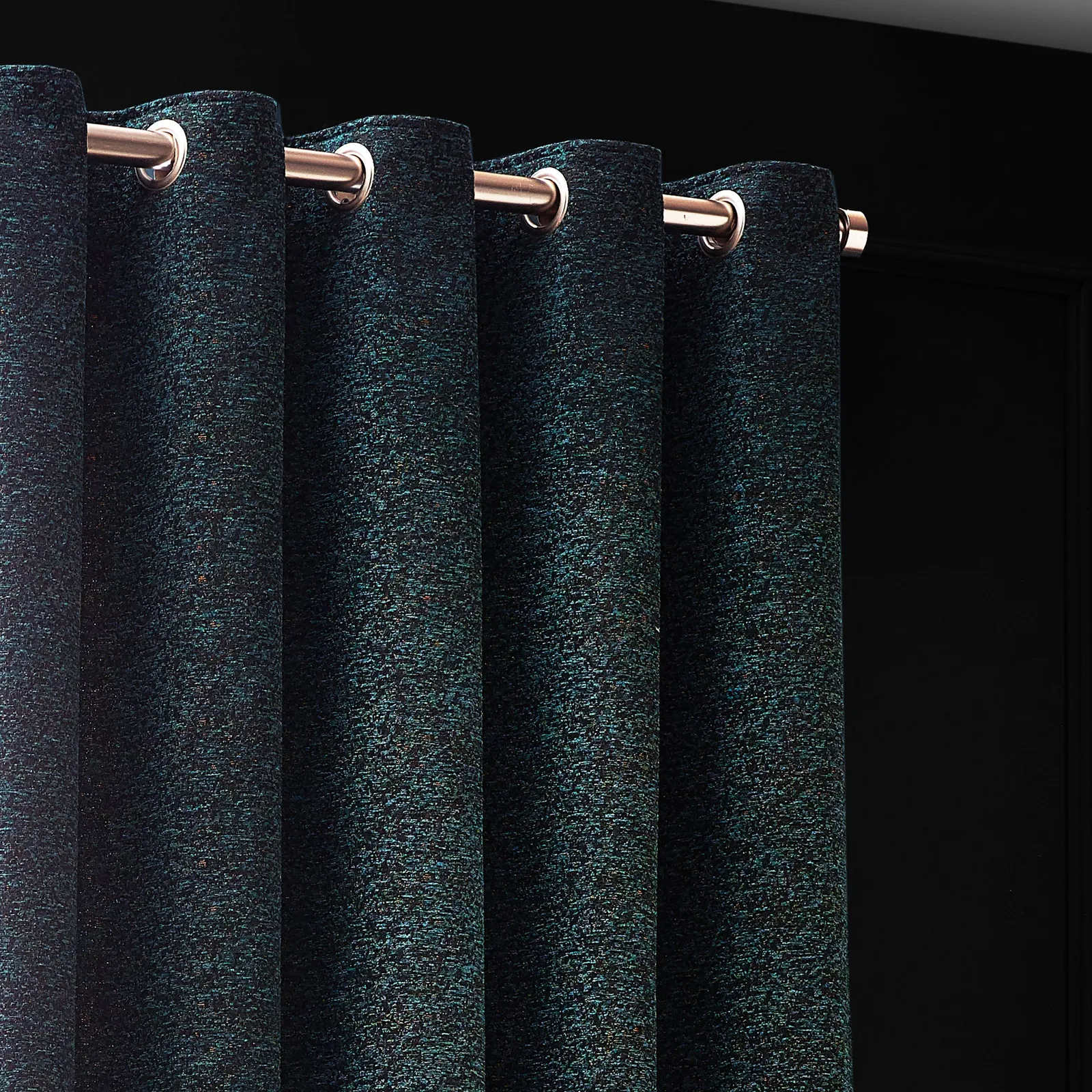 Paoletti Galaxy Velvet Chenille Eyelet Curtain Pair in Emerald 3