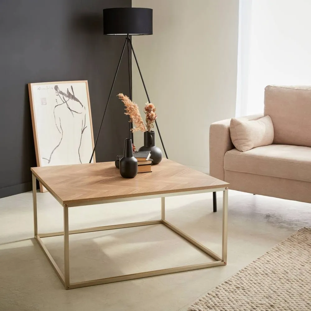 sweeek Herringbone square coffee table in Beige 3