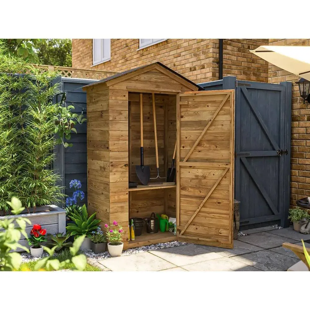 Dunster House Wooden Tool Shed 2m x 1m Sentry Box Garden Storage in Brown 3
