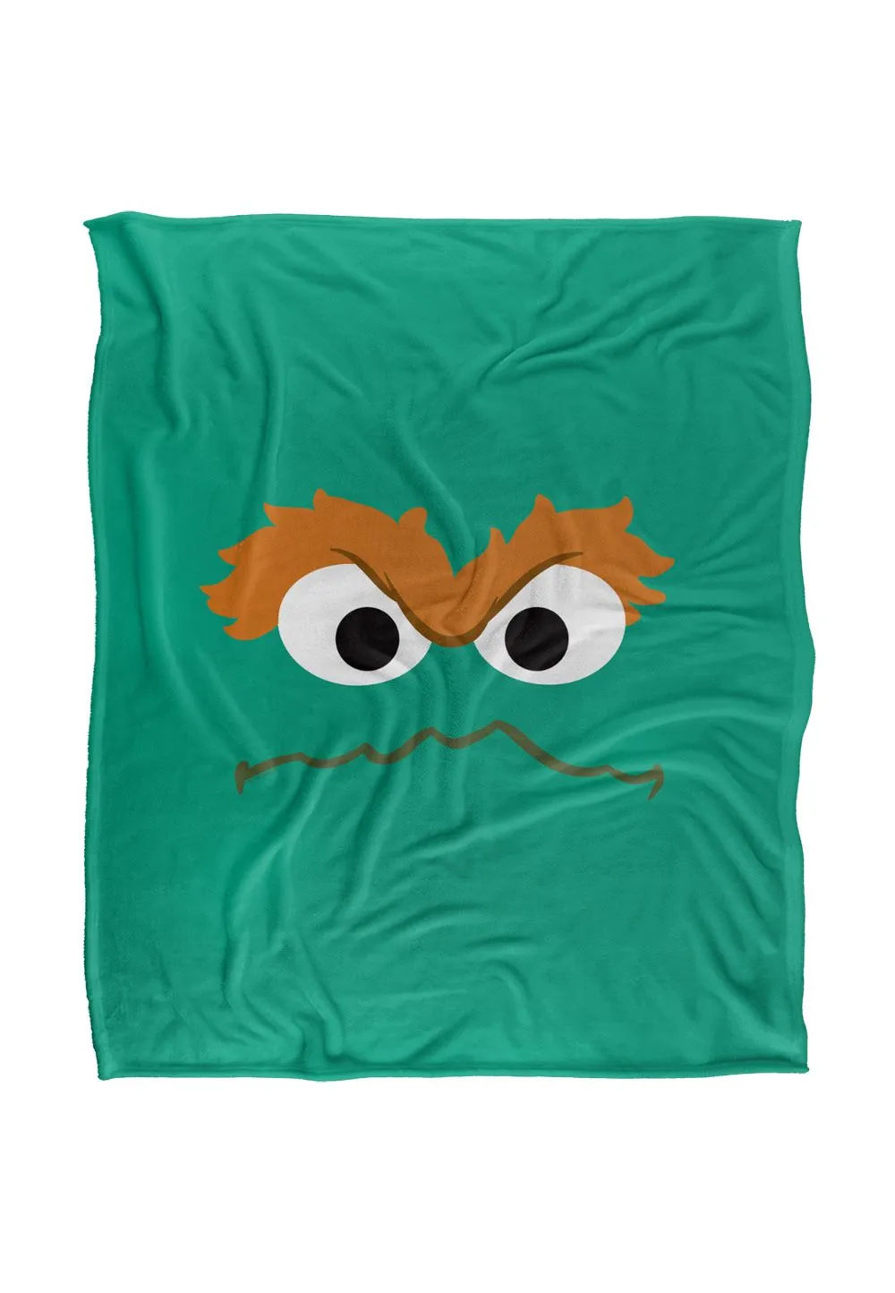 Sesame Street Oscar Face Silky Touch Super Soft Throw Blanket 152 X 127 cm in White
