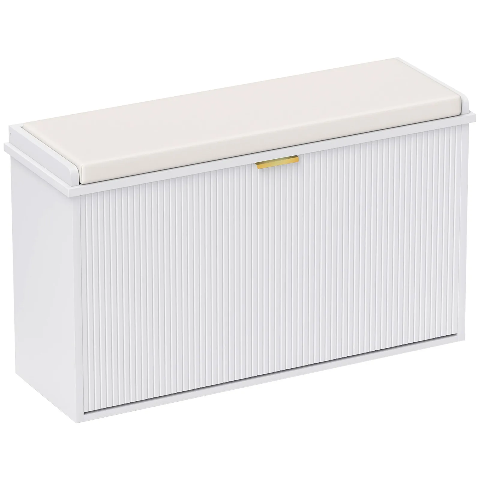 HOMCOM Shoe Storage Bench with Cushion & Flip-Drawer in White 2