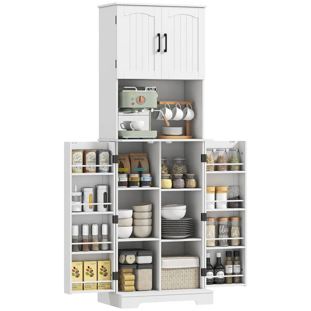 HOMCOM Storage Cabinet with Doors & Open Storage Shelf, White