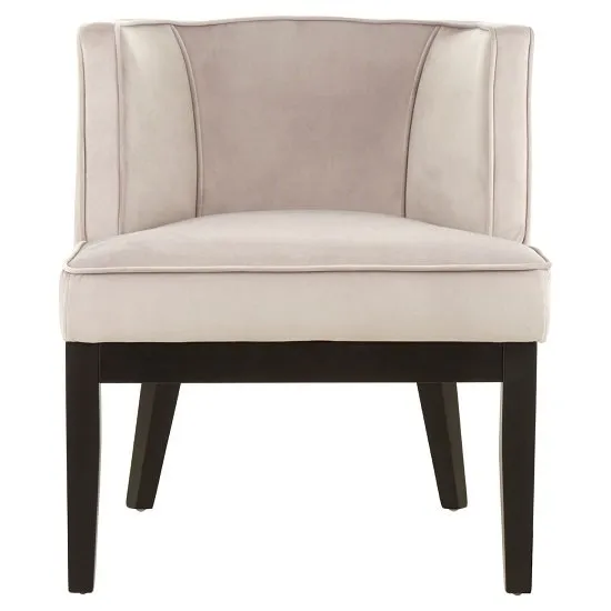 Adalinise Rounded Velvet Upholstered Bedroom Chair In Light Grey