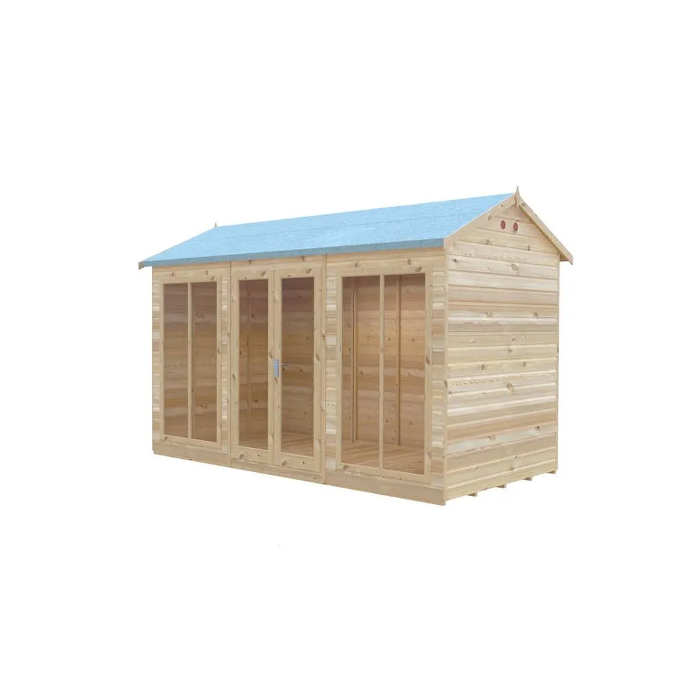 Shires Mayfield 12 x 6 Summerhouse - Wood - L179 x W357 x H240.9 cm in Light Brown 2