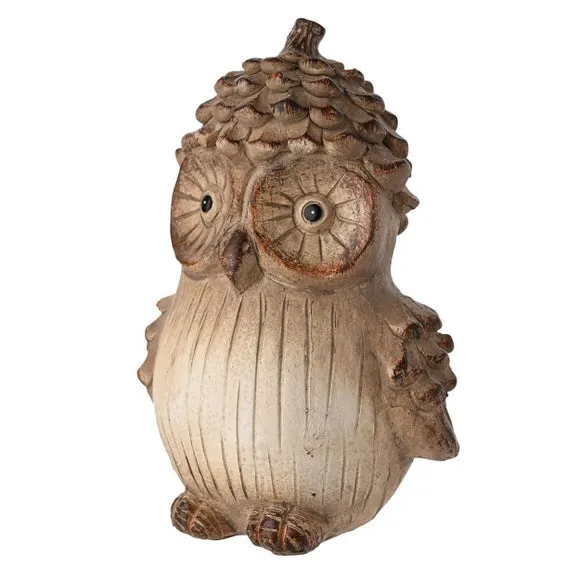 Country Living Wood Effect Owl with a Pinecone Hat Ornament 2