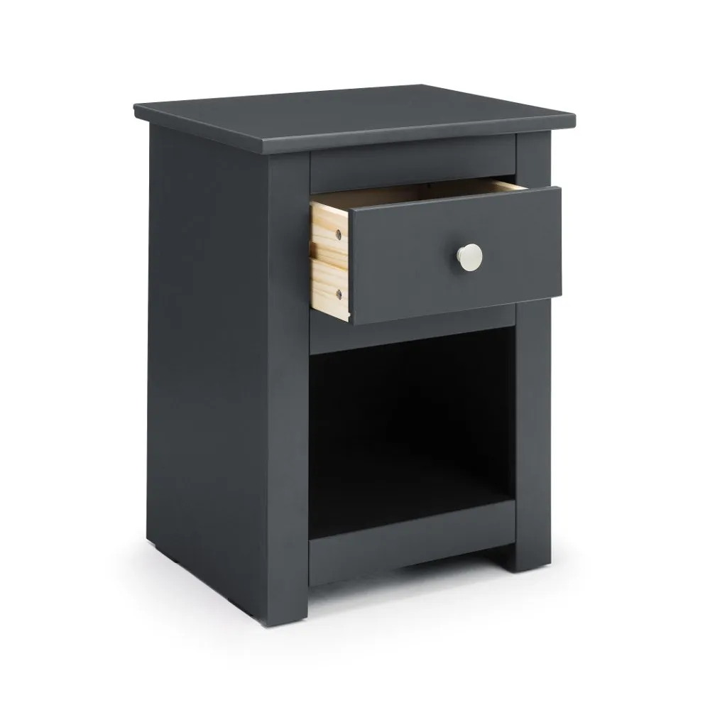 Radley - 1 Drawer Bedside Table - Grey - Wooden - Happy Beds 1