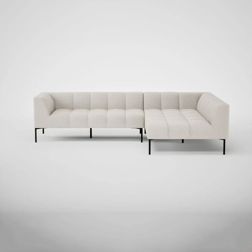 Heal's Quadro Right Hand Facing Chase Sofa Loop Boucle Polar Black Feet 2