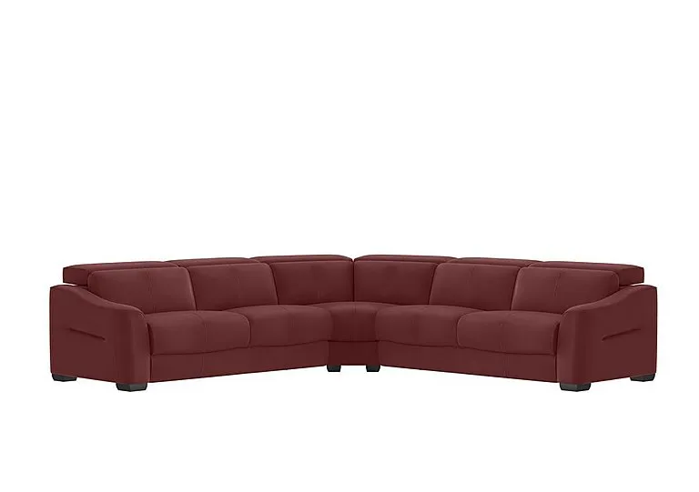 Xavier Leather Large Corner Sofa - BV Deep Red