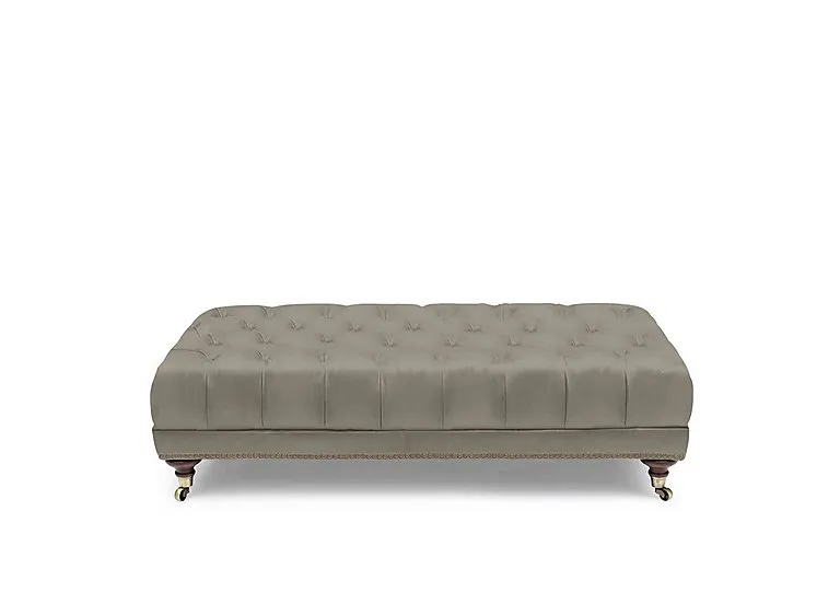 Wallace Leather Rectangular Footstool with Castors