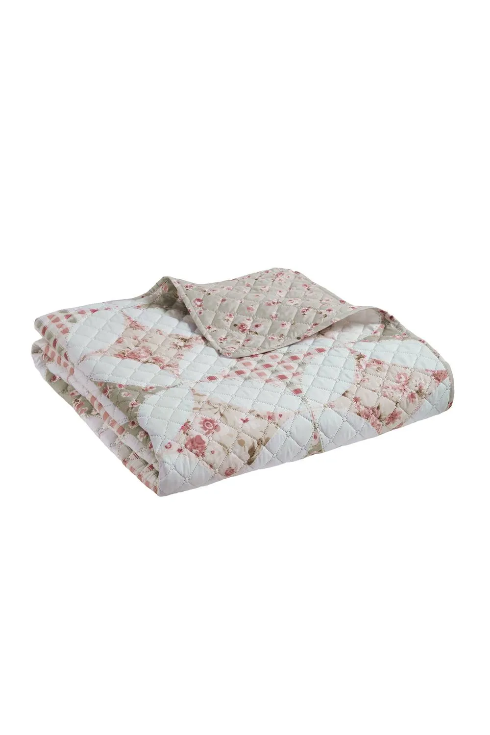 Catherine Lansfield 'Pinsonic Patchwork' Quilted Bedspread in Green 4