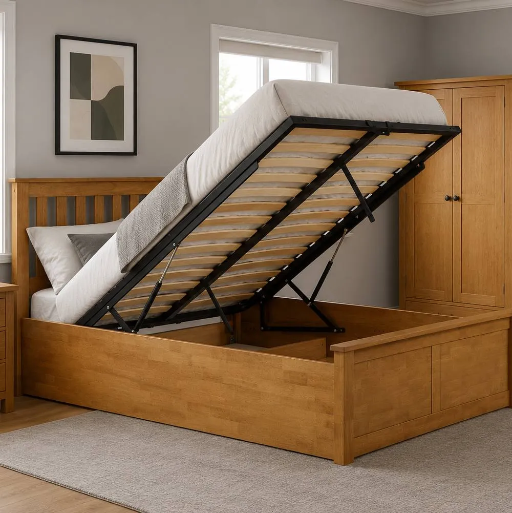 Birlea Single Oak Ottomam Bed 3FT Storage Bed Frame Aspen in Brown 2