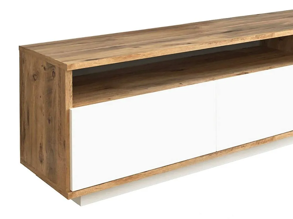 Vente-unique TV Unit With 4 Doors & 2 Shelves - Light Natural & White - CEDONA in Light Oak 5