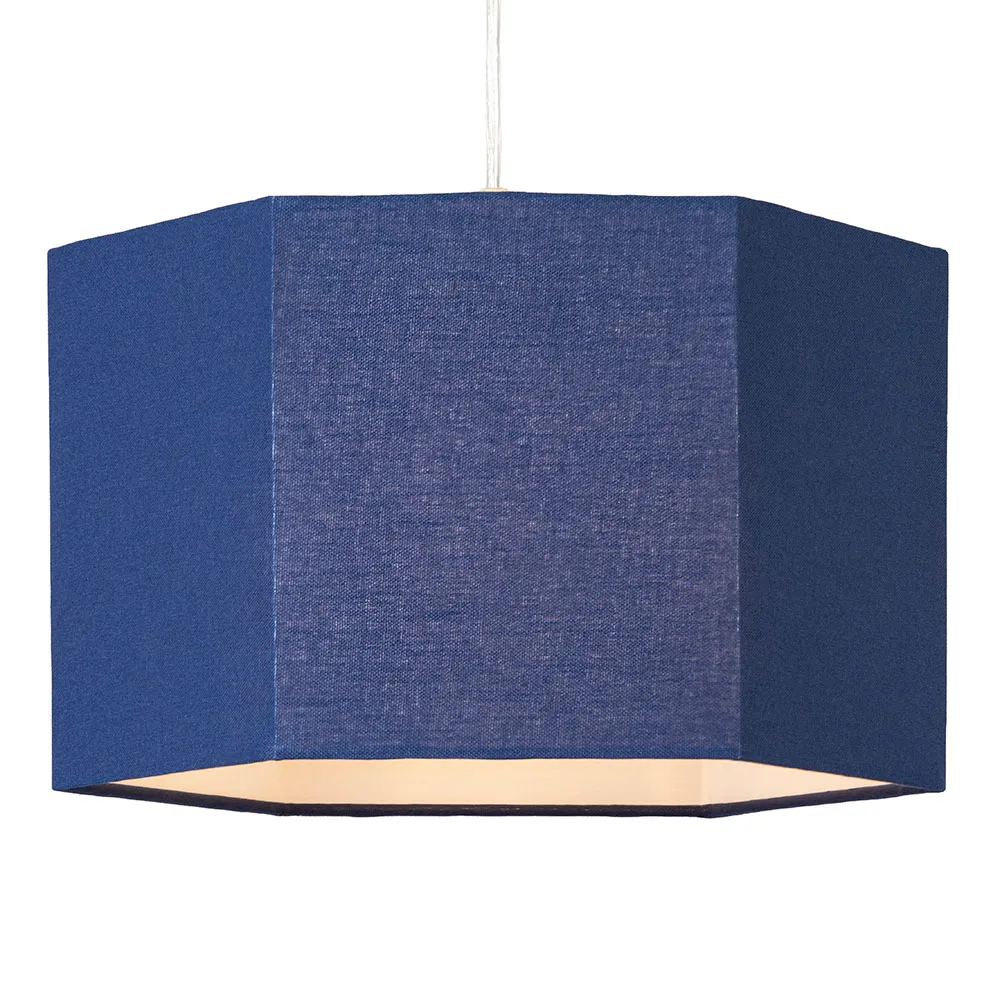 Glow Hexagon Ceiling Light Shade, Navy 1