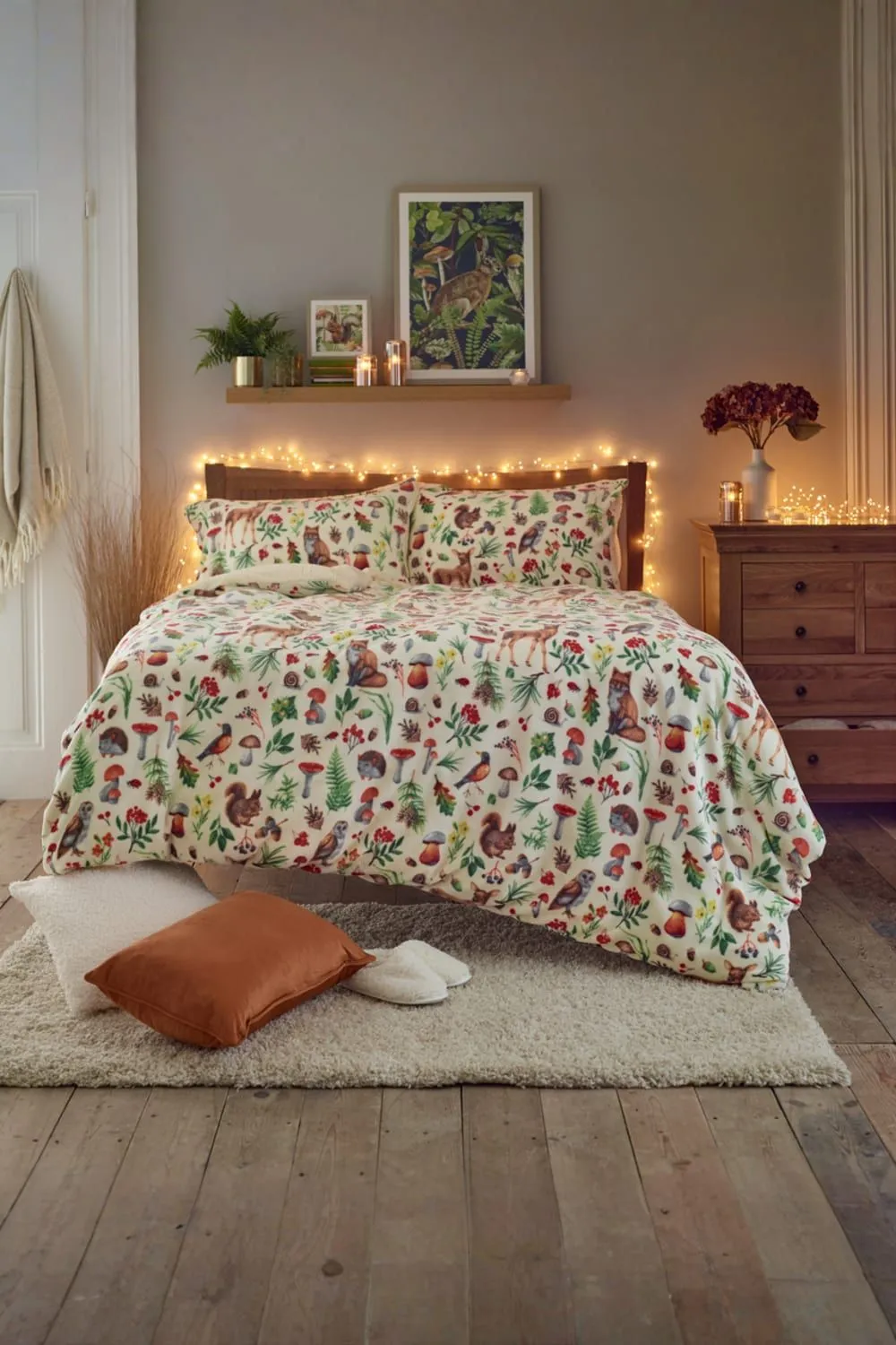Deyongs Autumn Animals Fleece Duvet Cover Set with Sherpa Reverse - Cosy Woodland Printed Bedding | 1846